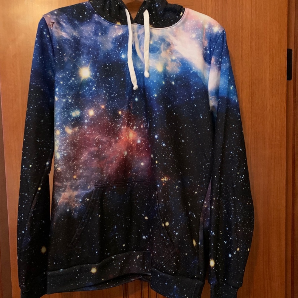 Mens hoodie with constellations multicolored
